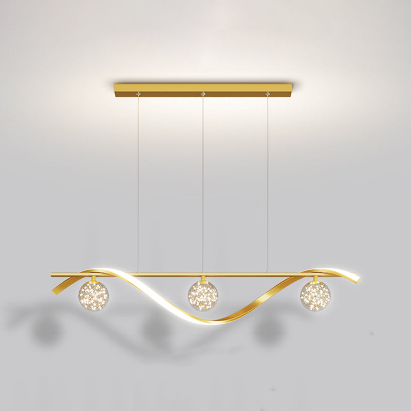 Nordic Light Luxury Simple Contemporary Style LED Hanging Island Pendant Light for Dining Room Bar