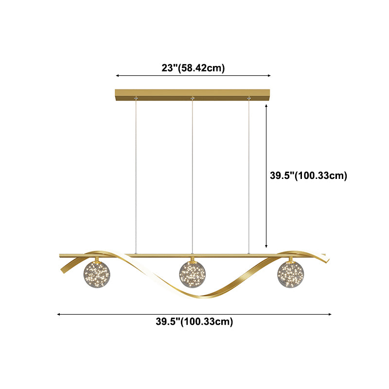 Nordic Light Luxury Simple Contemporary Style LED Hanging Island Pendant Light for Dining Room Bar