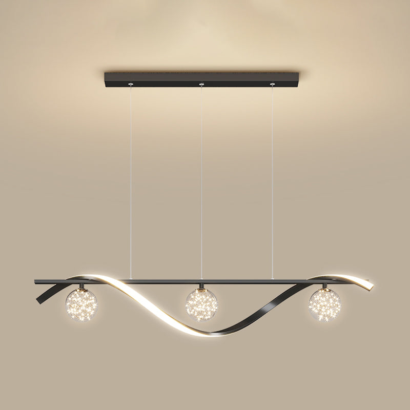 Nordic Light Luxury Simple Contemporary Style LED Hanging Island Pendant Light for Dining Room Bar