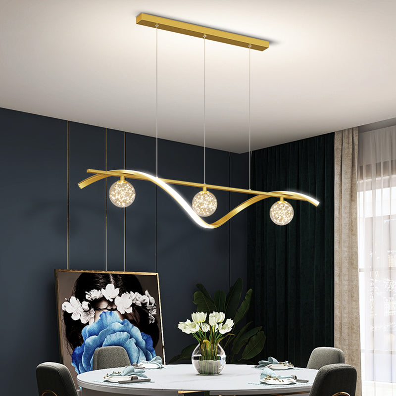 Nordic Light Luxury Simple Contemporary Style LED Hanging Island Pendant Light for Dining Room Bar