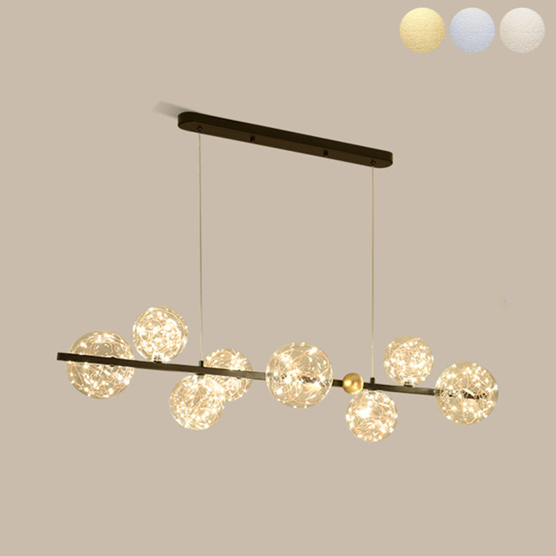 Nordic Simple Modern Light Luxury Style LED Island Chandelier Light for Dining Room Living Room