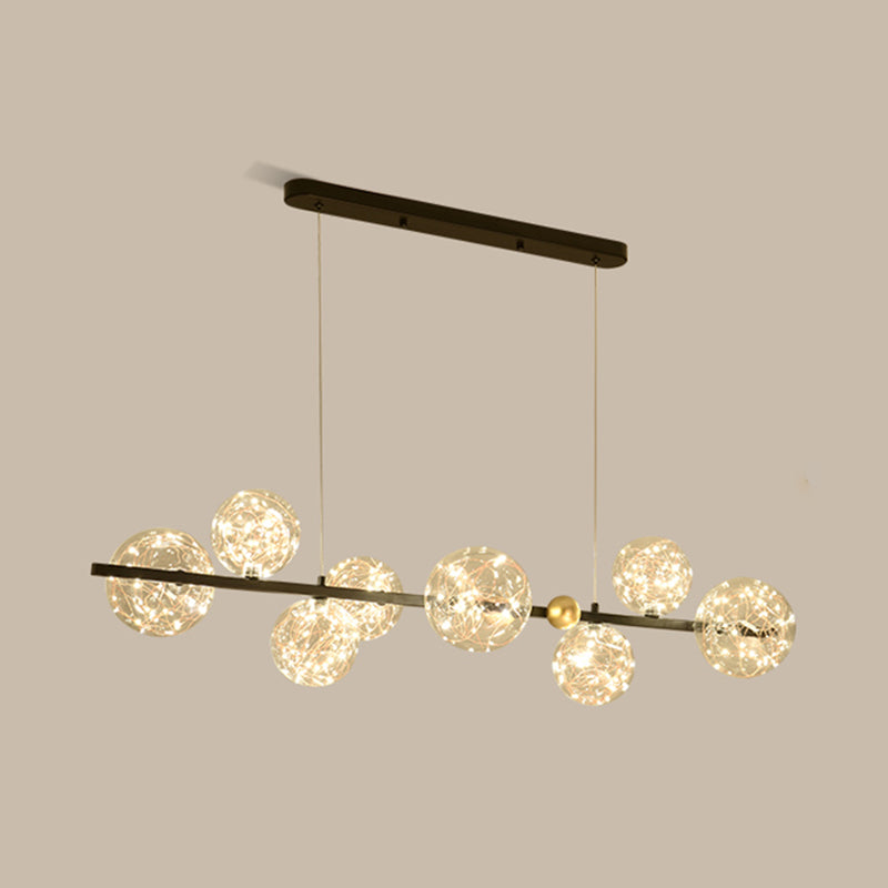 Nordic Simple Modern Light Luxury Style LED Island Chandelier Light for Dining Room Living Room