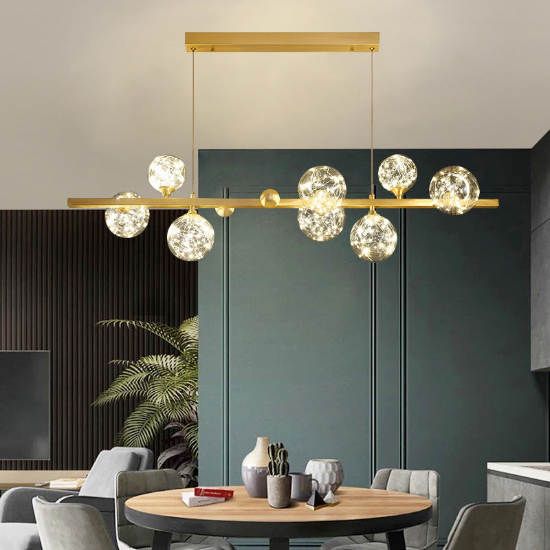 Nordic Simple Modern Light Luxury Style LED Island Chandelier Light for Dining Room Living Room