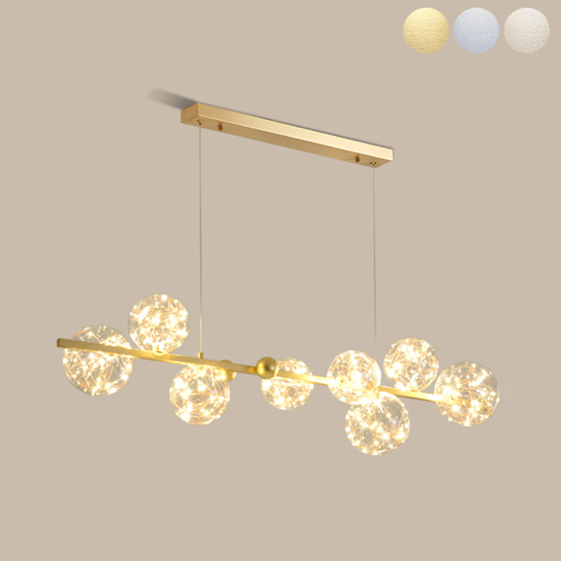 Nordic Simple Modern Light Luxury Style LED Island Chandelier Light for Dining Room Living Room
