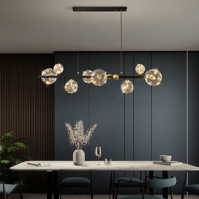 Nordic Simple Modern Light Luxury Style LED Island Chandelier Light for Dining Room Living Room