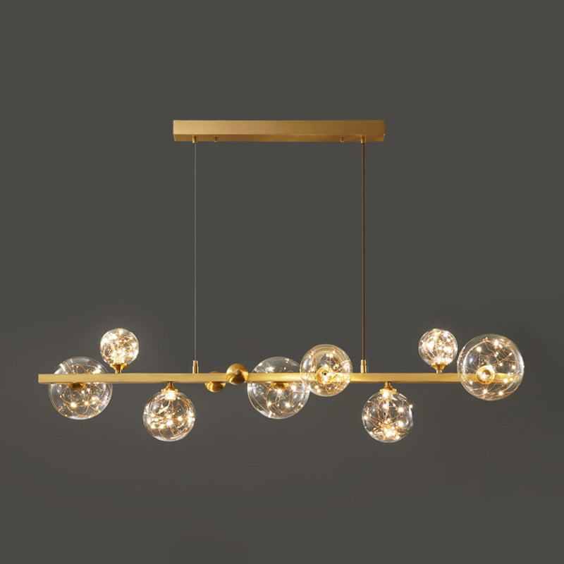 Nordic Simple Modern Light Luxury Style LED Island Chandelier Light for Dining Room Living Room