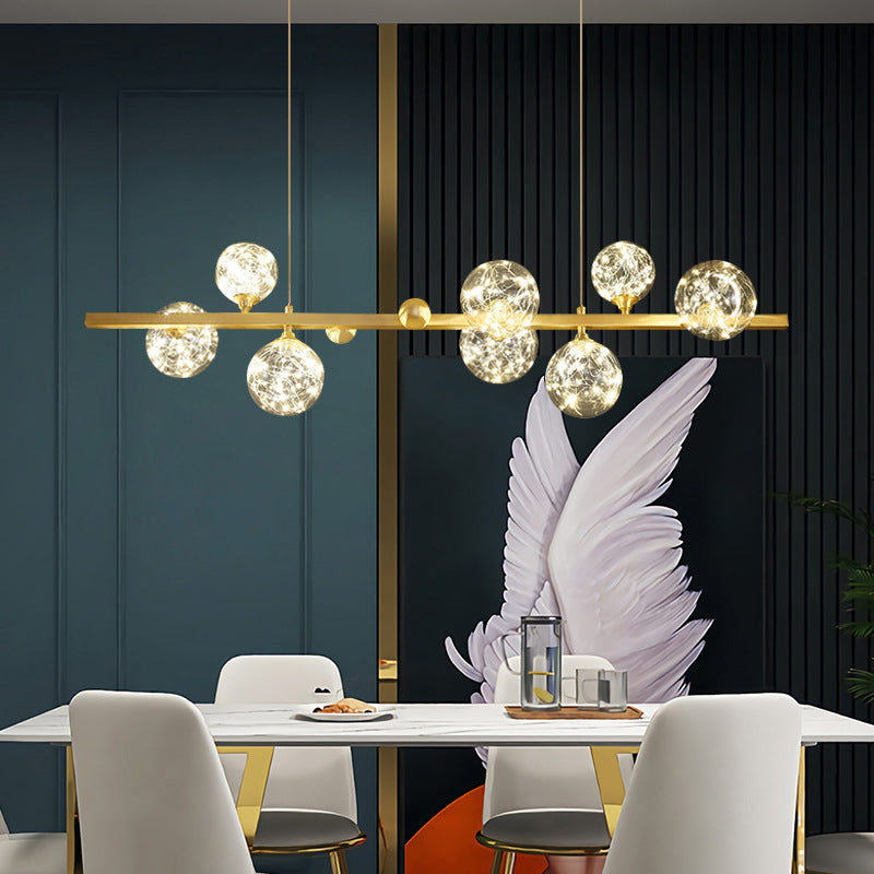 Nordic Simple Modern Light Luxury Style LED Island Chandelier Light for Dining Room Living Room