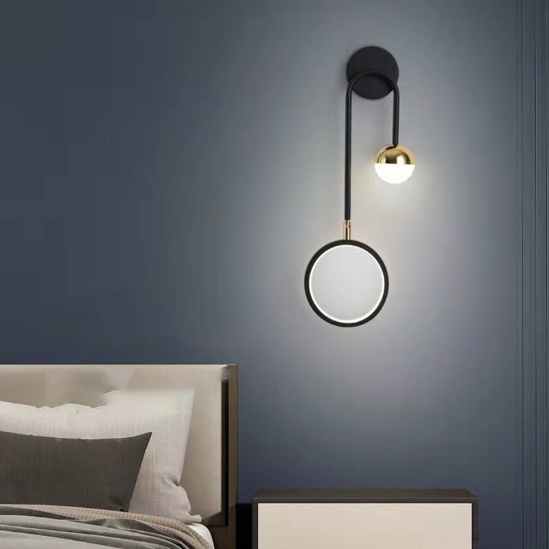 Globe Wall SCONCE Moderne wandlampen metaal 2 licht wandlamp in het zwart