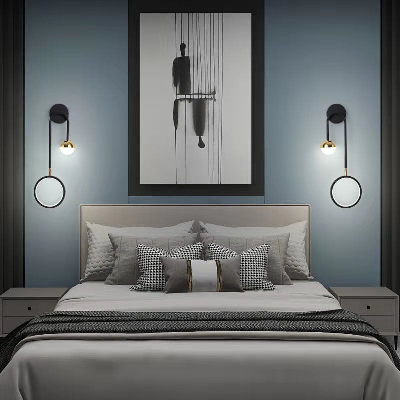 Globe Wall SCONCE Moderne wandlampen metaal 2 licht wandlamp in het zwart