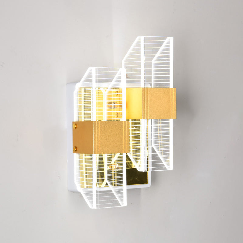 Geometrische Wandleuchten moderne Wandlampe Metall 2 Lichtwandleuchte in Gold