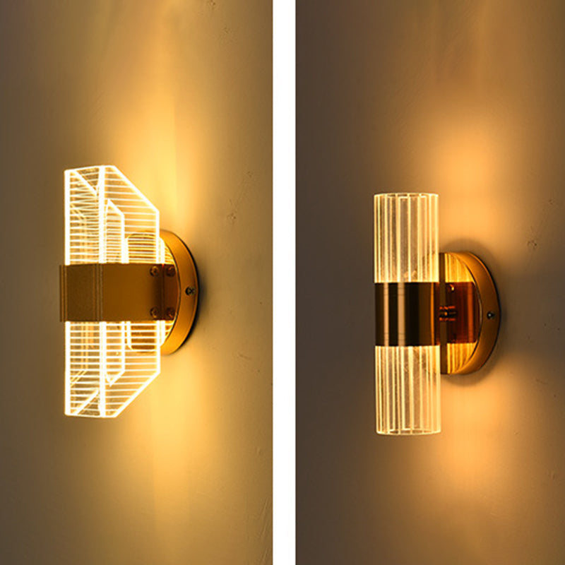 Geometrische Wandleuchten moderne Wandlampe Metall 2 Lichtwandleuchte in Gold