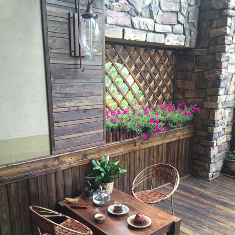 Glass Brown Wall Lamp in Industrial Retro Style Wrought Iron Drum Wall Light for Porch