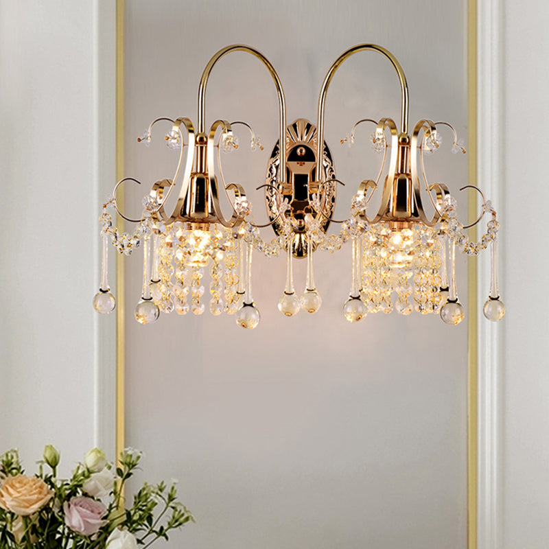 Moderne Kristallwandleuchten gold bewaffnete Wand montiertes Licht für Wohnzimmer