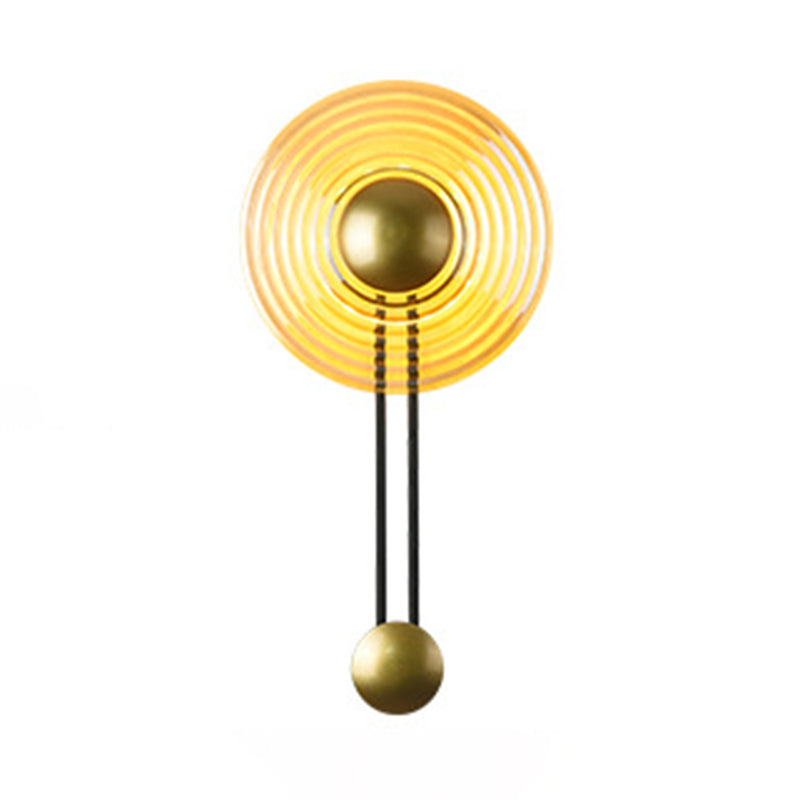 Pronzo della parete a led in oro in vetro in stile artistico moderno lampada a parete circolare in ferro laccata per camera da letto