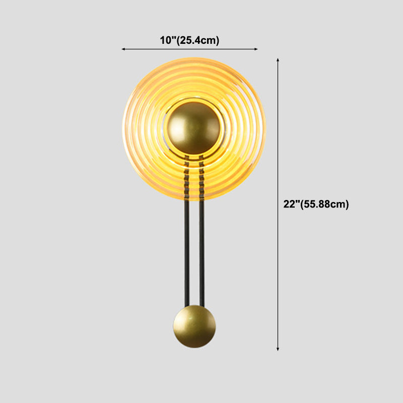 Pronzo della parete a led in oro in vetro in stile artistico moderno lampada a parete circolare in ferro laccata per camera da letto