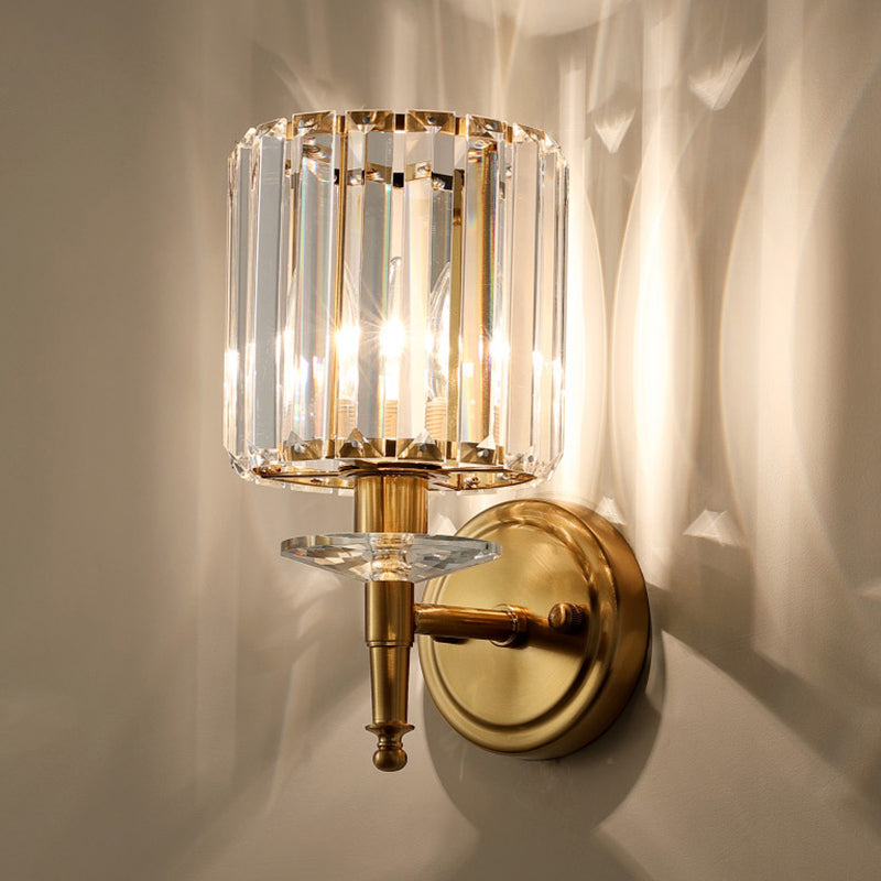 Lámpara de pared de oro de cristal en moderna luz de pared de metal de electroplacas de estilo artístico para dormitorio