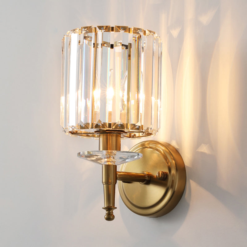 Lámpara de pared de oro de cristal en moderna luz de pared de metal de electroplacas de estilo artístico para dormitorio