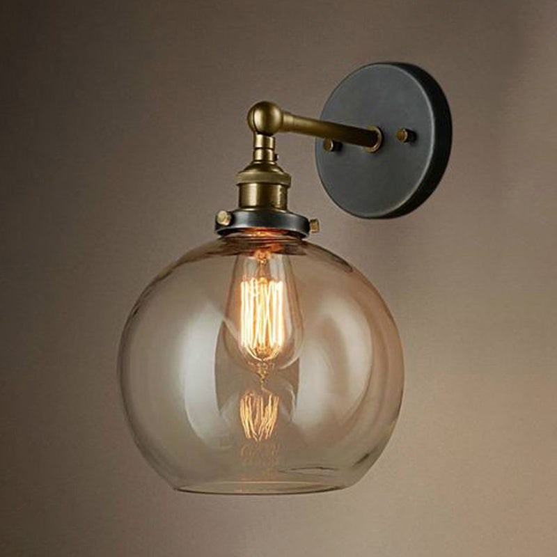 Geometrische Schatten Wandleuchte Industrial Style 1 Lichtglas Wandbeleuchtung in Schwarz