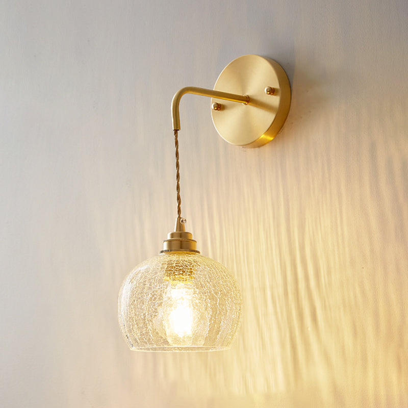 Industrial Style 1 Light Wall Light Geometric Shade Glass Wall Light Sconce in Brass