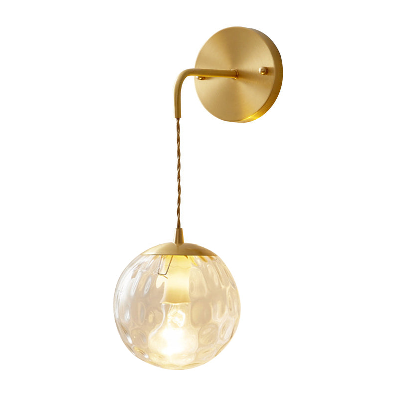 Industrial Style 1 Light Wall Light Geometric Shade Glass Wall Light Sconce in Brass