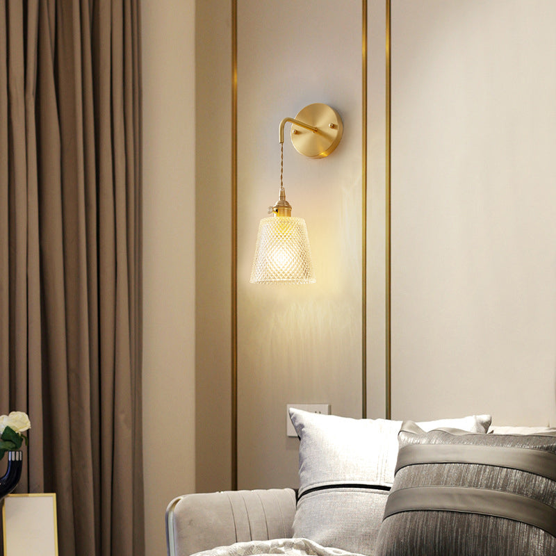 Industrial Style 1 Light Wall Light Geometric Shade Glass Wall Light Sconce in Brass