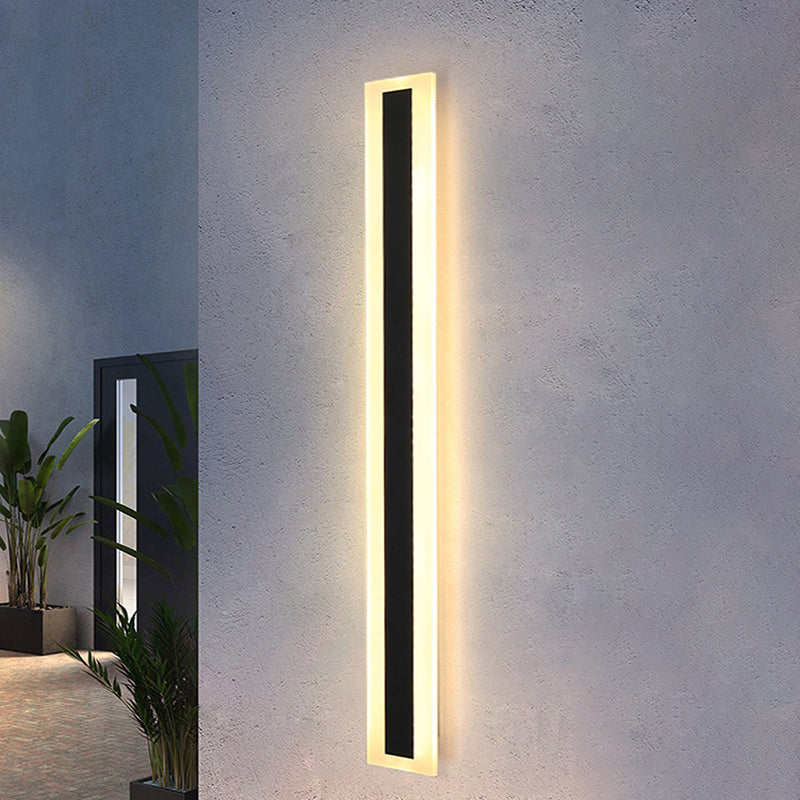 Atmosfera a 1 leggera sfumatura a sfumatura lineare esterna appuncita impermeabile moderna illuminazione a parete in metallo in nero