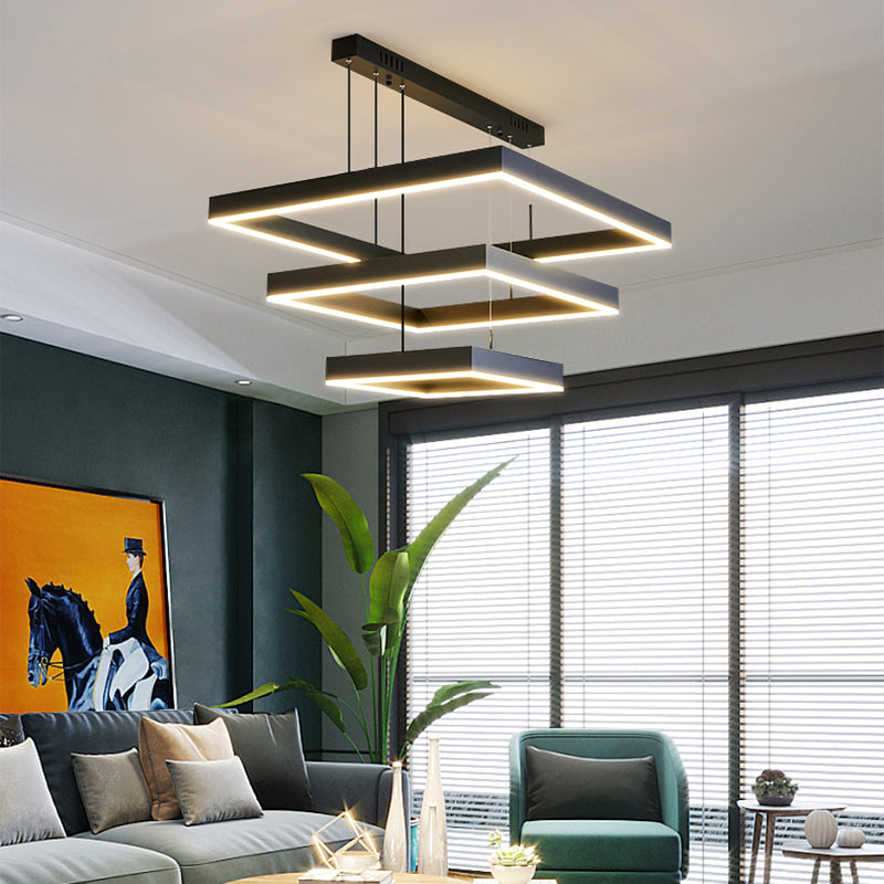 Mehrere Quadrate Pendelleuchte moderne Kronleuchter Lichter Metallkronleuchter für Wohnzimmer