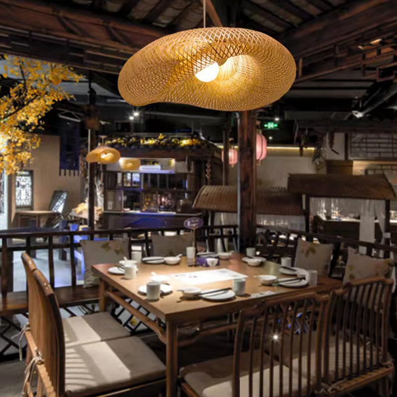 Japanisches Pendel Lichtkuppel Rattan 1 Lichthänge Deckenleuchte für Tea Room