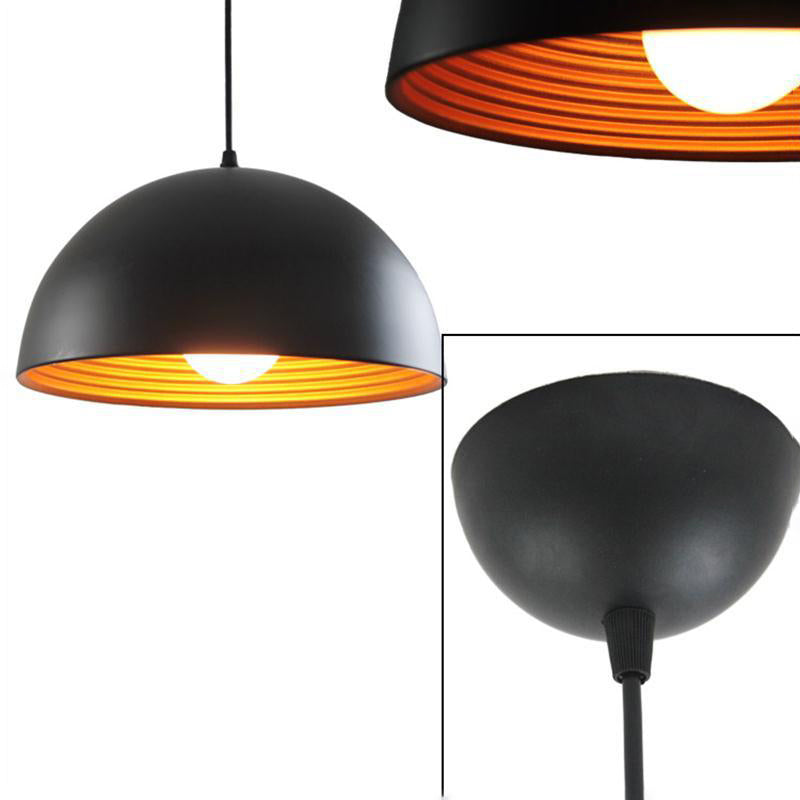 Luz de colgante industrial de tazón negro 1 accesorios de iluminación colgante de metal claro