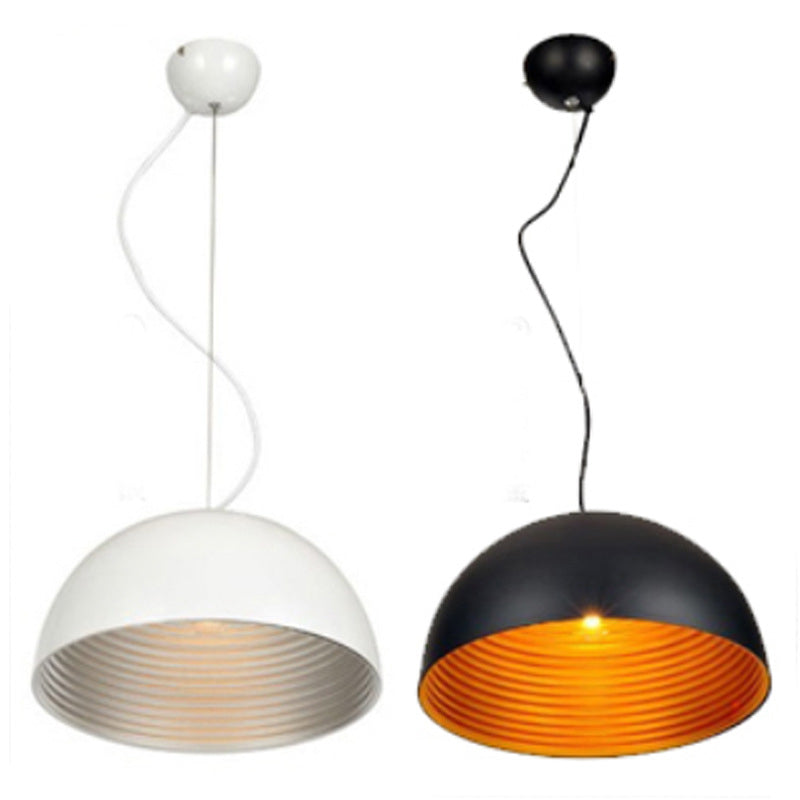 Luz de colgante industrial de tazón negro 1 accesorios de iluminación colgante de metal claro