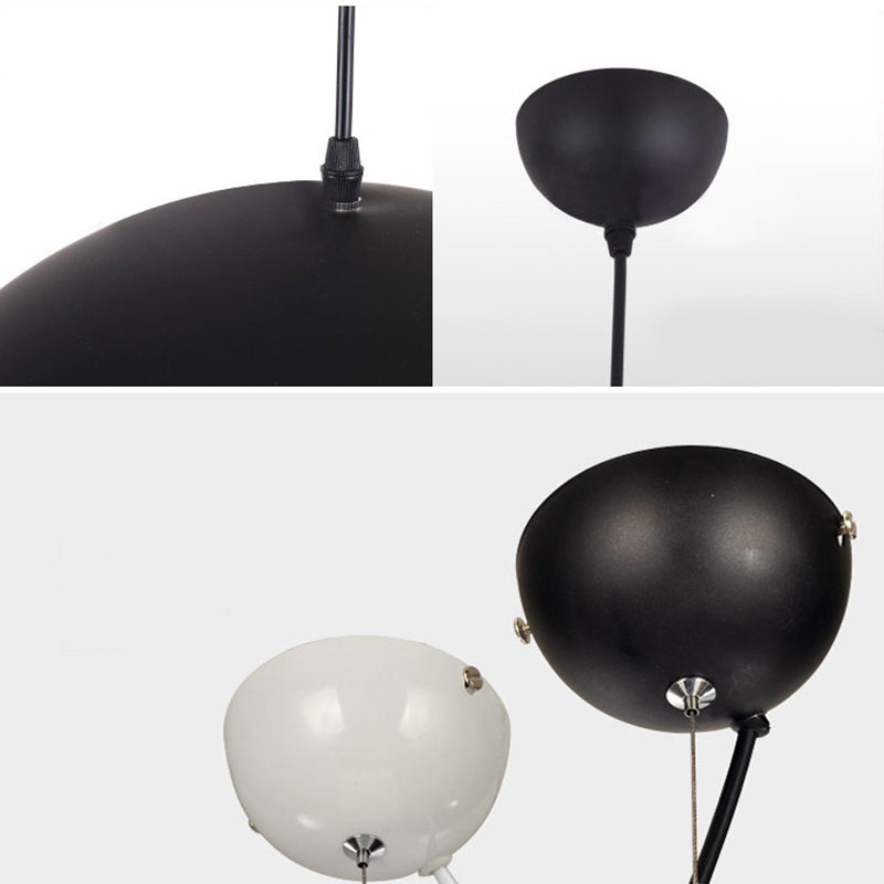 Luz de colgante industrial de tazón negro 1 accesorios de iluminación colgante de metal claro