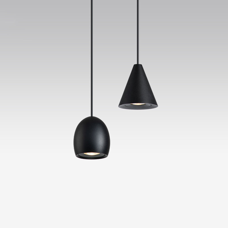 Pendentif intérieur minimaliste, éclairage pendentif en métal à LED noir à 1 lumière pour chambre à coucher