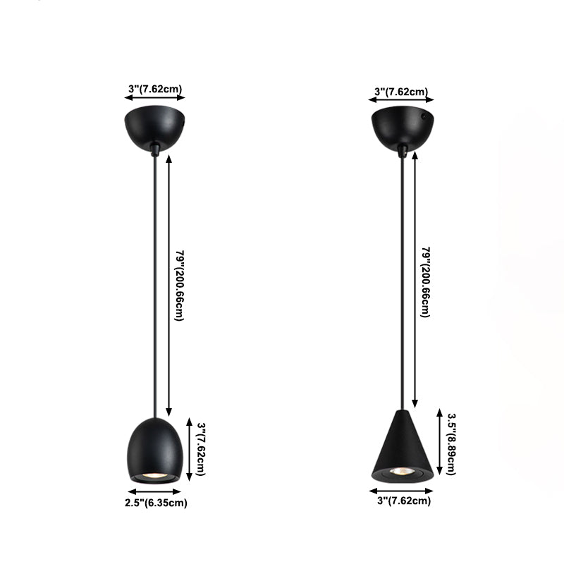 Pendentif intérieur minimaliste, éclairage pendentif en métal à LED noir à 1 lumière pour chambre à coucher