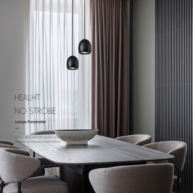 Pendentif intérieur minimaliste, éclairage pendentif en métal à LED noir à 1 lumière pour chambre à coucher