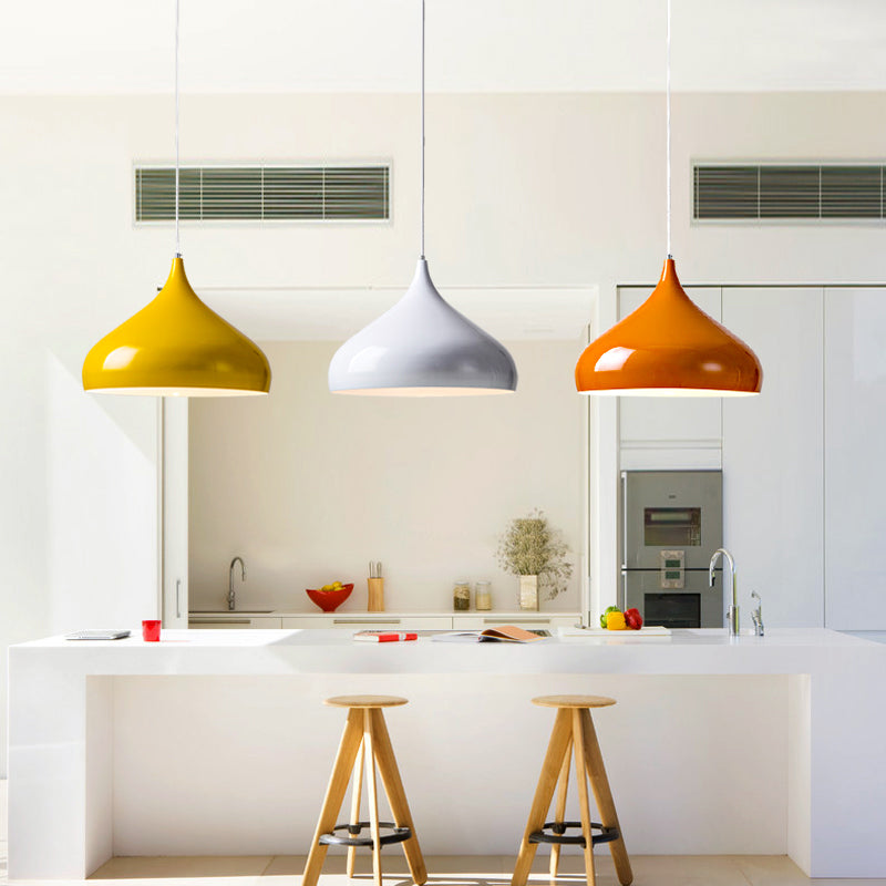 Macaron Teardrop Shade Hanging Light, Nordic Metal 1-Light Pendant Lighting for Living Room