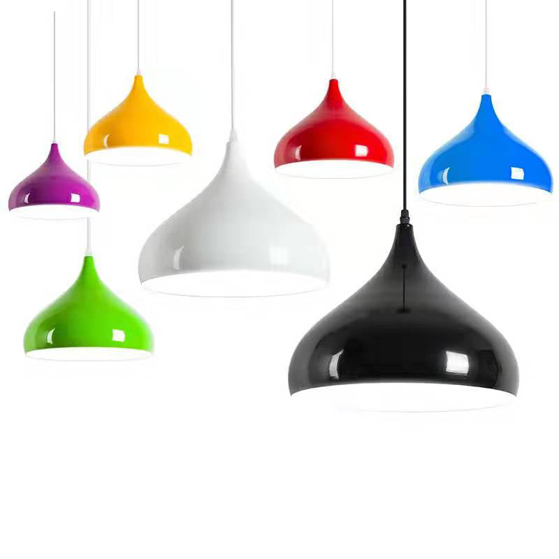 Macaron Teardrop Shade Hanging Light, Nordic Metal 1-Light Pendant Lighting for Living Room