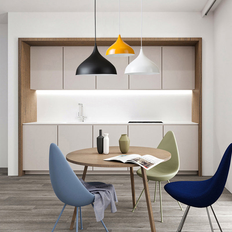 Macaron Teardrop Shade Hanging Light, Nordic Metal 1-Light Pendant Lighting for Living Room