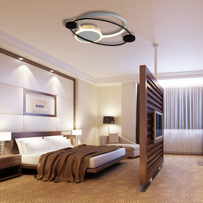 Orbit Integriertes Led Flush Light Warm/Weiß Licht Metall und Acryl Nordic Style Flushmount in Schwarz und Weiß/Grau