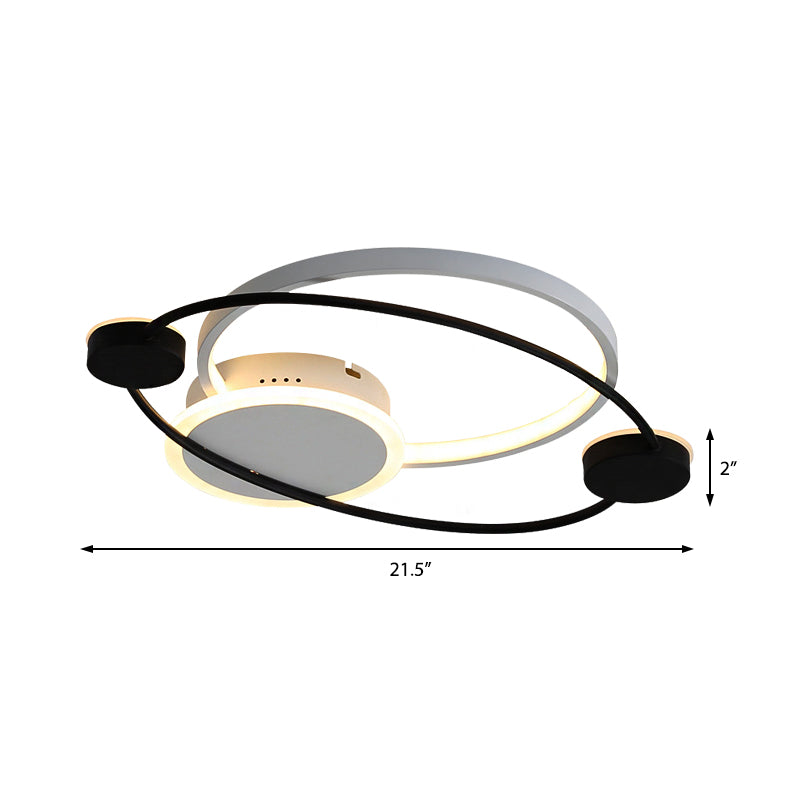 Orbit Integriertes Led Flush Light Warm/Weiß Licht Metall und Acryl Nordic Style Flushmount in Schwarz und Weiß/Grau