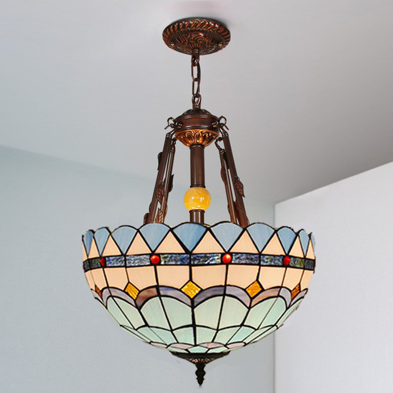 Gebrandschilderd glas omgekeerde kom hangende kroonluchter Tiffany -stijl kroonluchter lamp