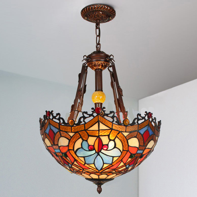 Gebrandschilderd glas omgekeerde kom hangende kroonluchter Tiffany -stijl kroonluchter lamp