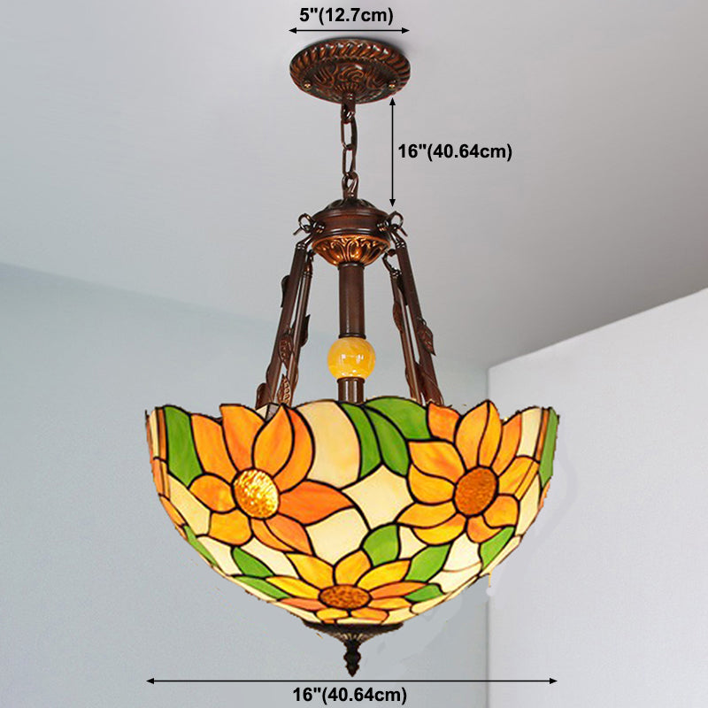 Gebrandschilderd glas omgekeerde kom hangende kroonluchter Tiffany -stijl kroonluchter lamp