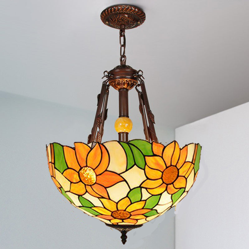 Gebrandschilderd glas omgekeerde kom hangende kroonluchter Tiffany -stijl kroonluchter lamp