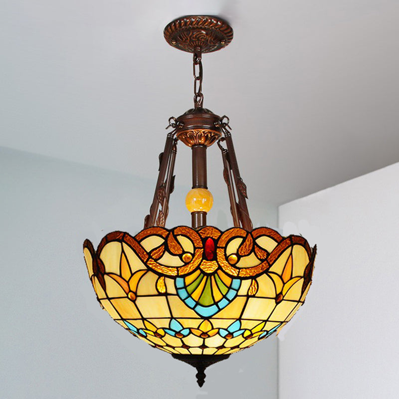 Gebrandschilderd glas omgekeerde kom hangende kroonluchter Tiffany -stijl kroonluchter lamp