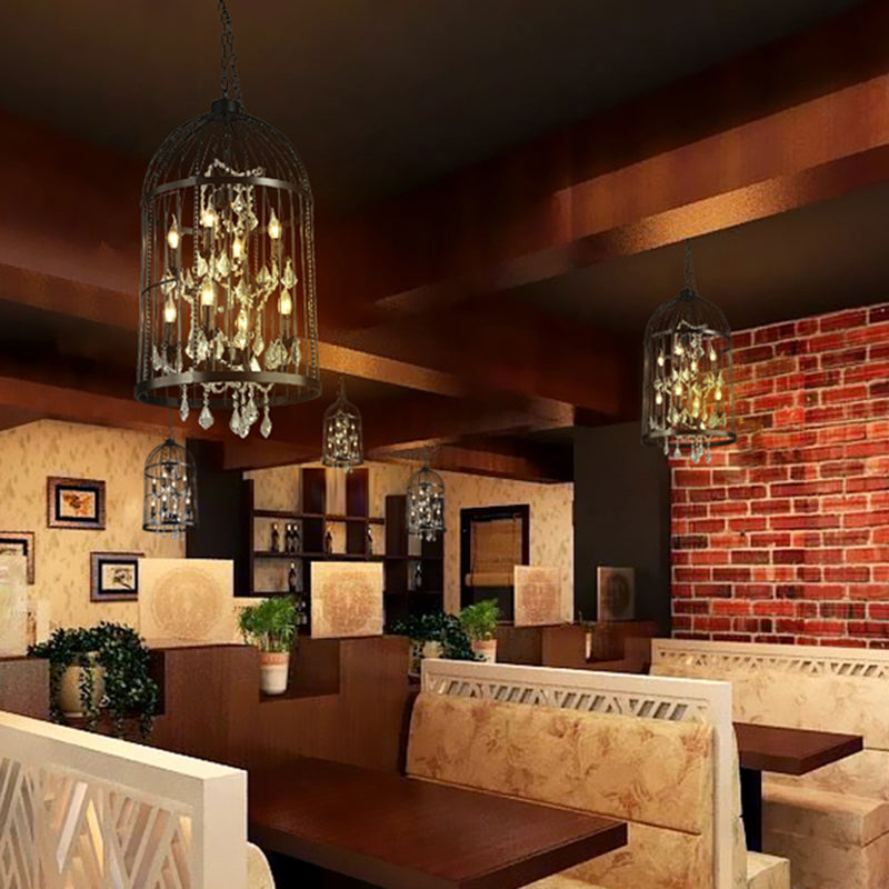 Lámparas de lámpara de lámpara de estilo industrial CAJA DE CARRIA DE IRON CHANDELIER para restaurante