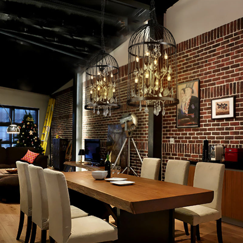 Lámparas de lámpara de lámpara de estilo industrial CAJA DE CARRIA DE IRON CHANDELIER para restaurante