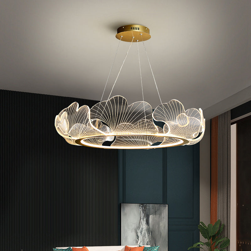 Anillo de metal acrílico accesorio de iluminación de lámpara posmoderna luz colgante para sala de estar