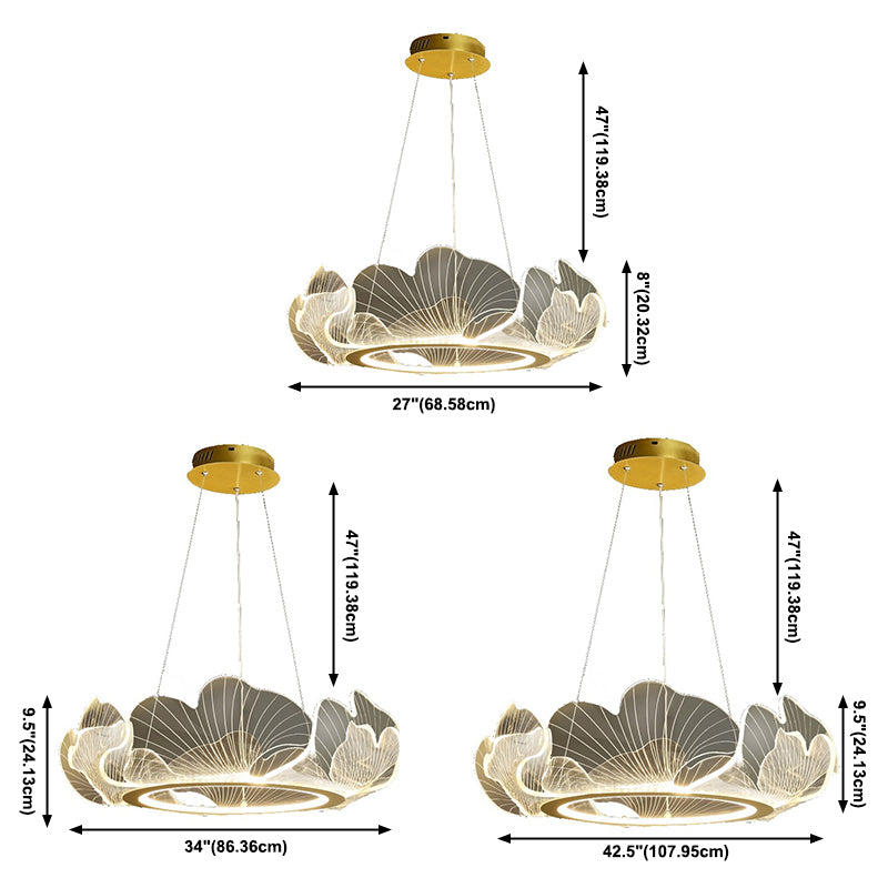 Anillo de metal acrílico accesorio de iluminación de lámpara posmoderna luz colgante para sala de estar