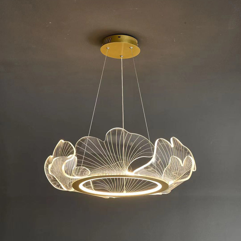 Anillo de metal acrílico accesorio de iluminación de lámpara posmoderna luz colgante para sala de estar