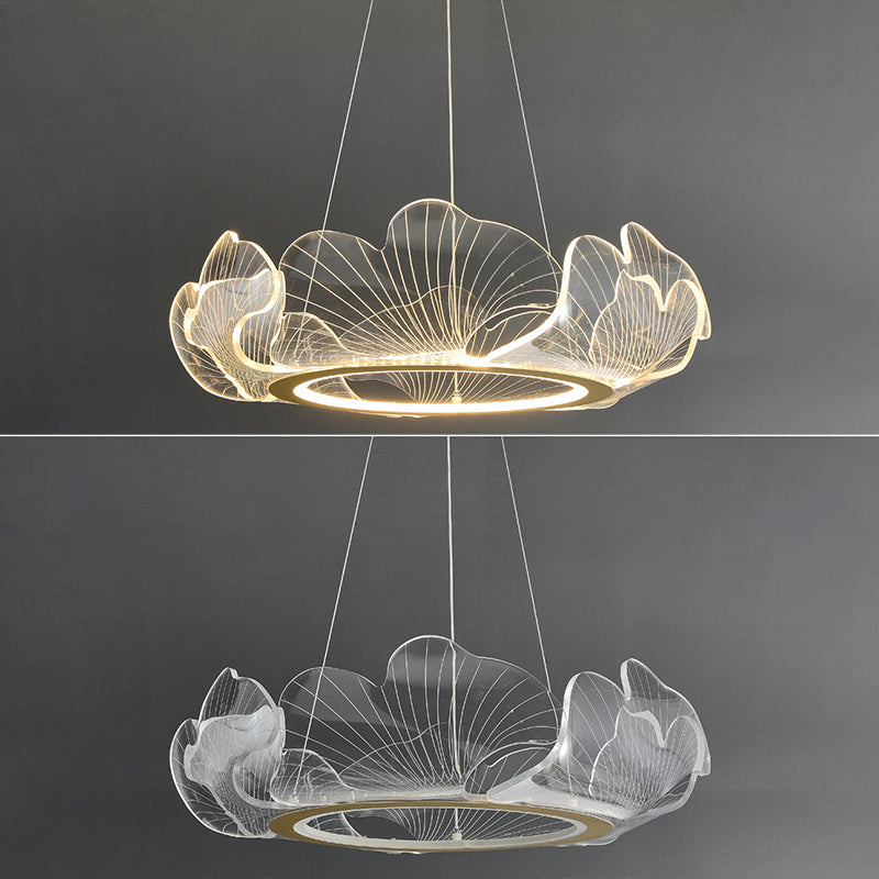 Anillo de metal acrílico accesorio de iluminación de lámpara posmoderna luz colgante para sala de estar